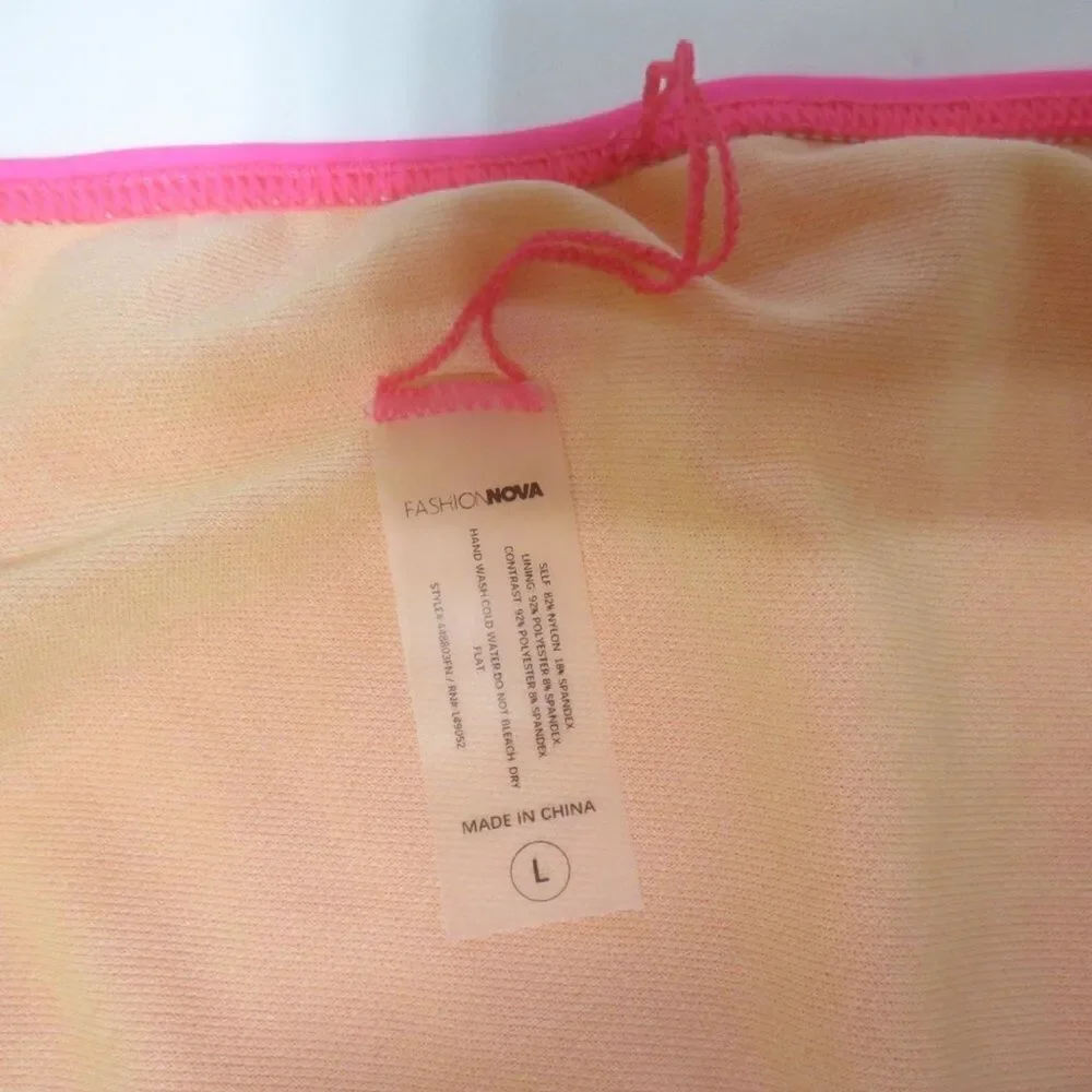 Fashion Nova Maui Pink Mix & Match Triangle Bikini Top & Side Tie Bikini Bottoms